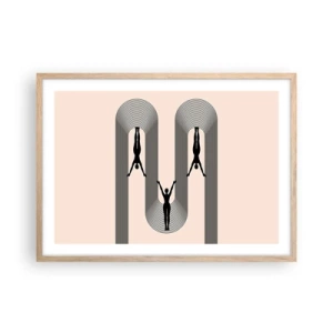 Plakat i ramme af lyst egetræ - På hovedet nedad - 70x50 cm