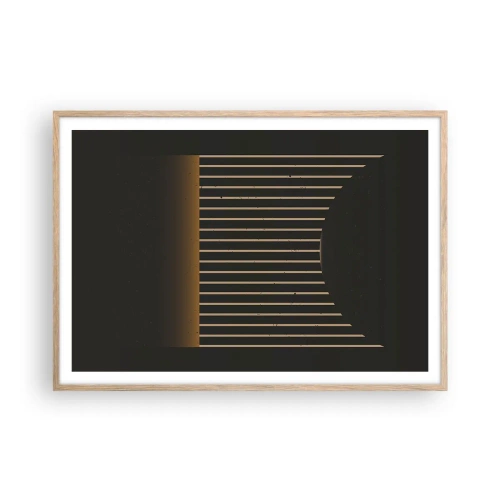 Plakat i ramme af lyst egetræ - Udforsk mørket - 100x70 cm