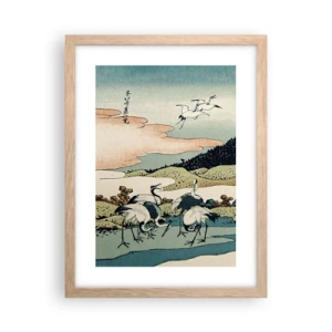 Plakat i ramme af lyst egetræ - I japansk ånd - 30x40 cm