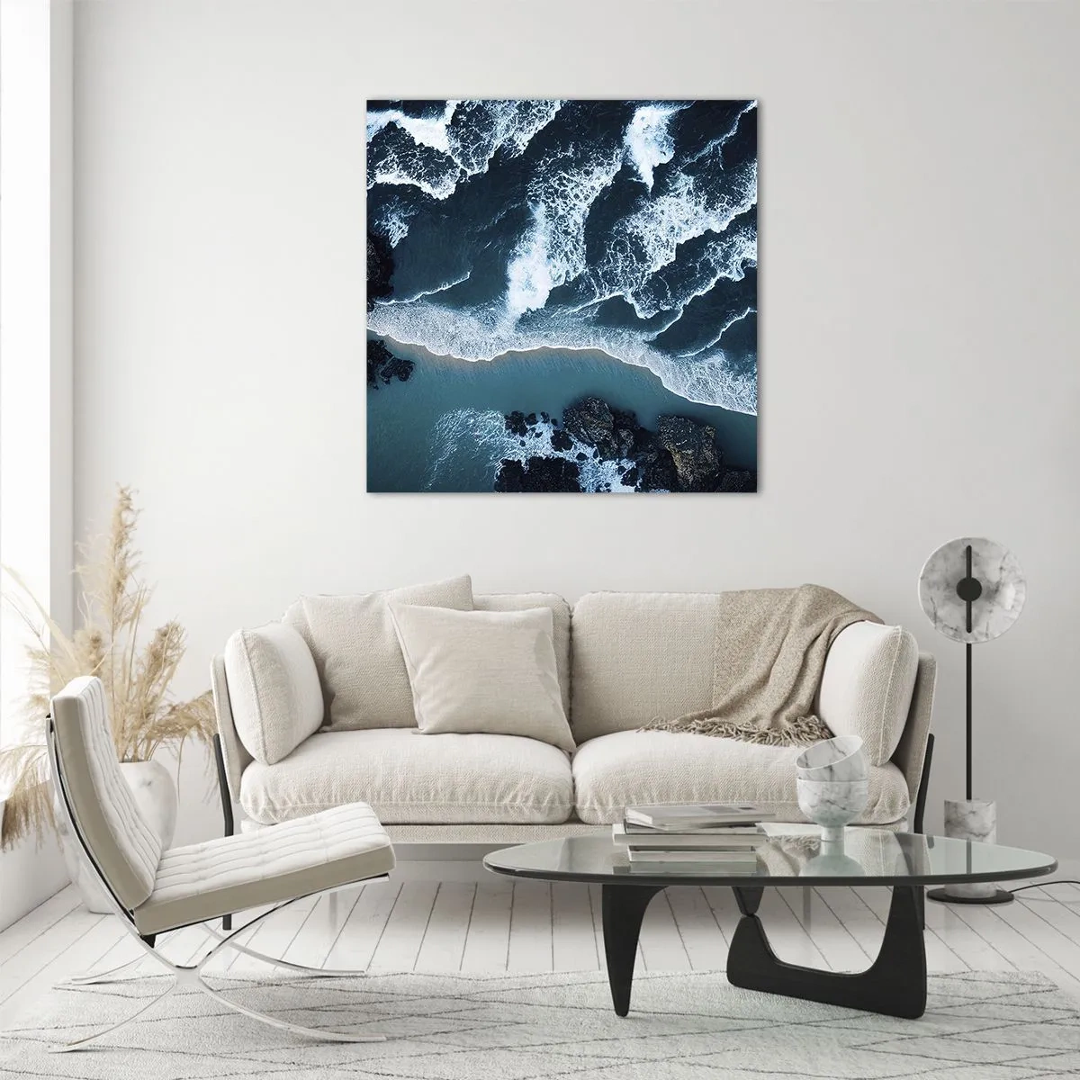 Billede på glas - Svøbt i bølger - 40x40 cm