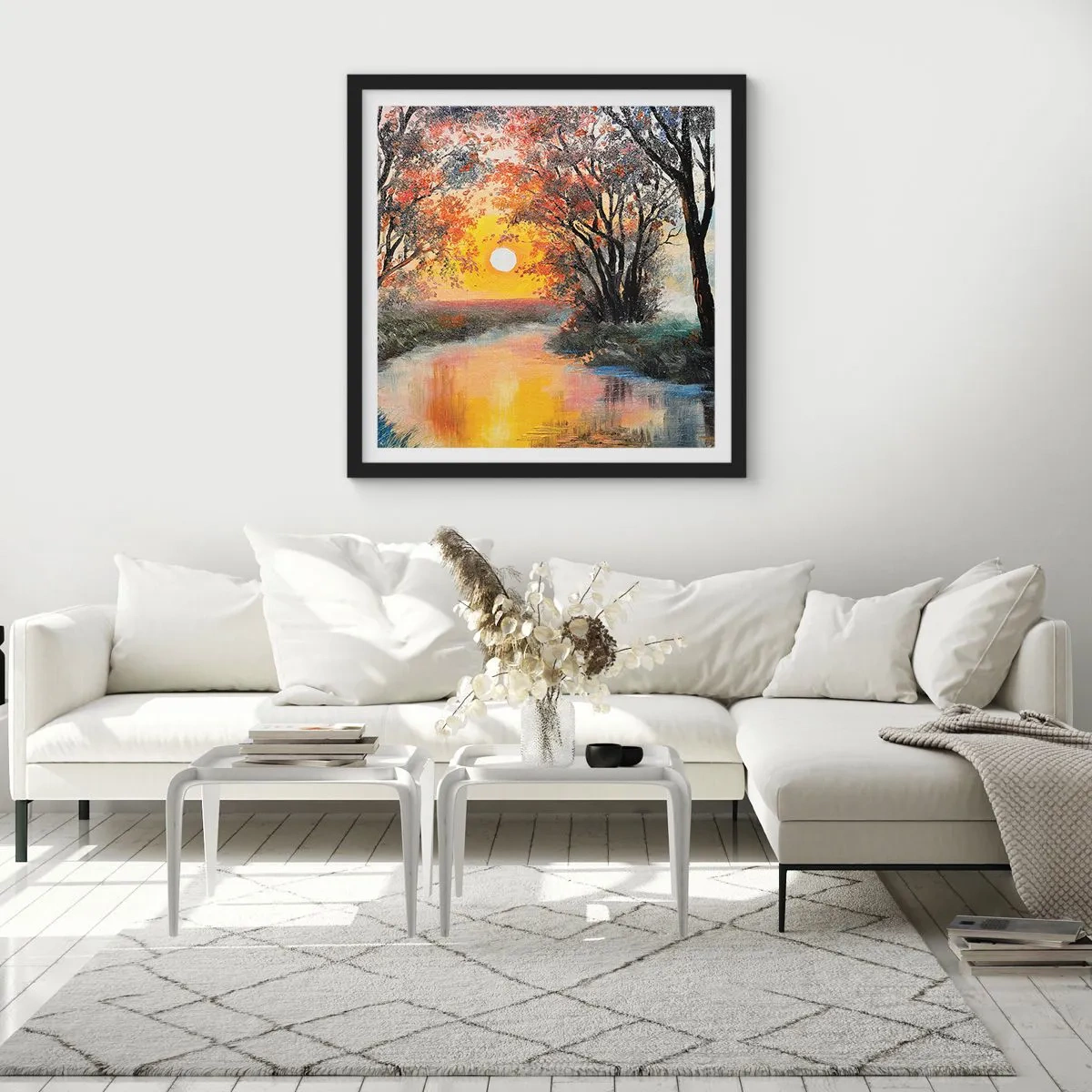 Plakat i sort ramme - Efterårs atmosfære - 30x30 cm