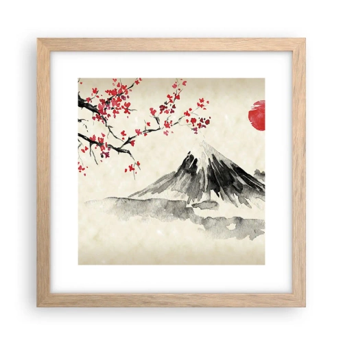Plakat i ramme af lyst egetræ - Bliv forelsket i Japan - 30x30 cm