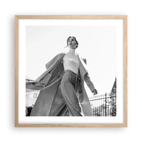 Plakat i ramme af lyst egetræ - Kommer du med mig? - 50x50 cm