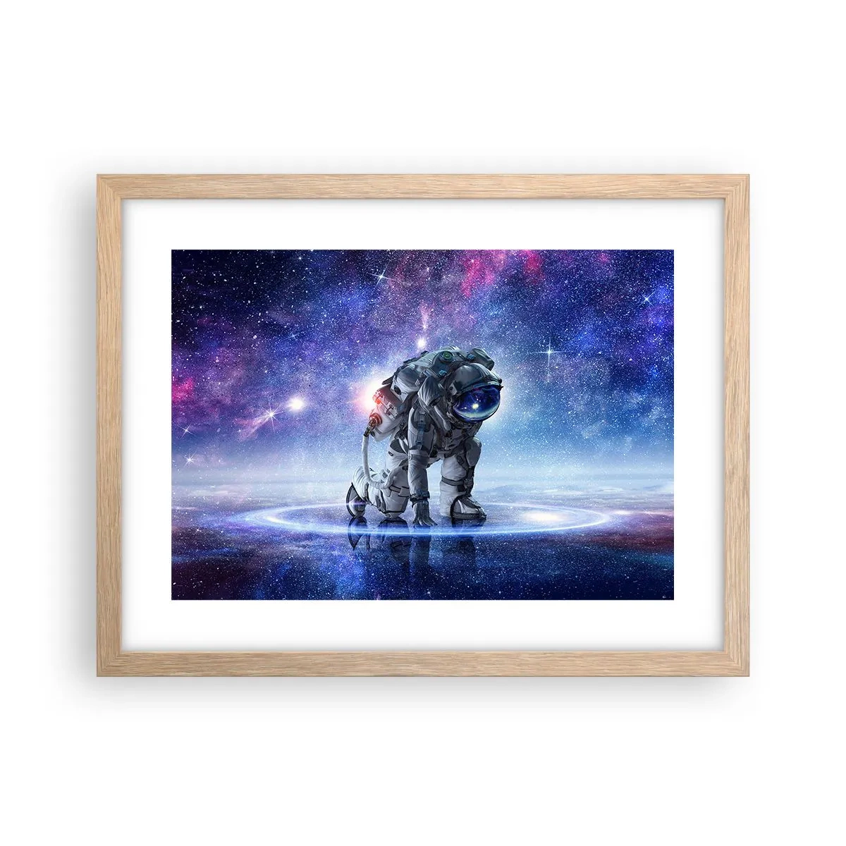 Plakat i ramme af lyst egetræ - Den stjerneklare himmel over mig - 40x30 cm