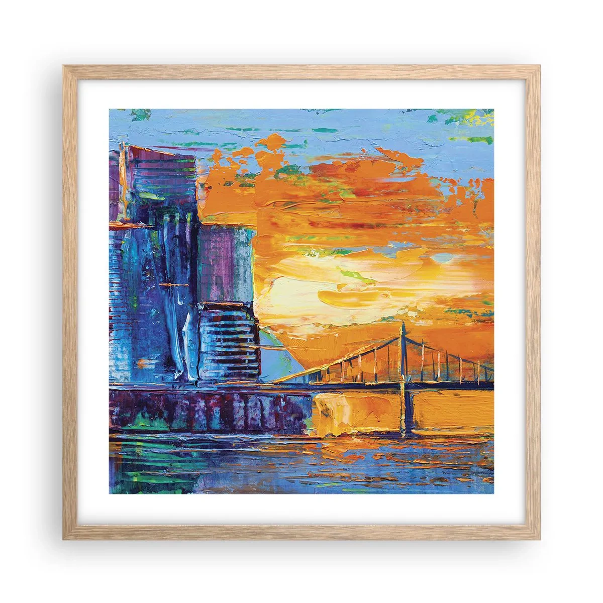 Plakat i ramme af lyst egetræ - Kultur og natur - 50x50 cm