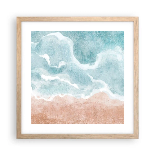 Plakat i ramme af lyst egetræ - Abstraktion af skyer - 40x40 cm