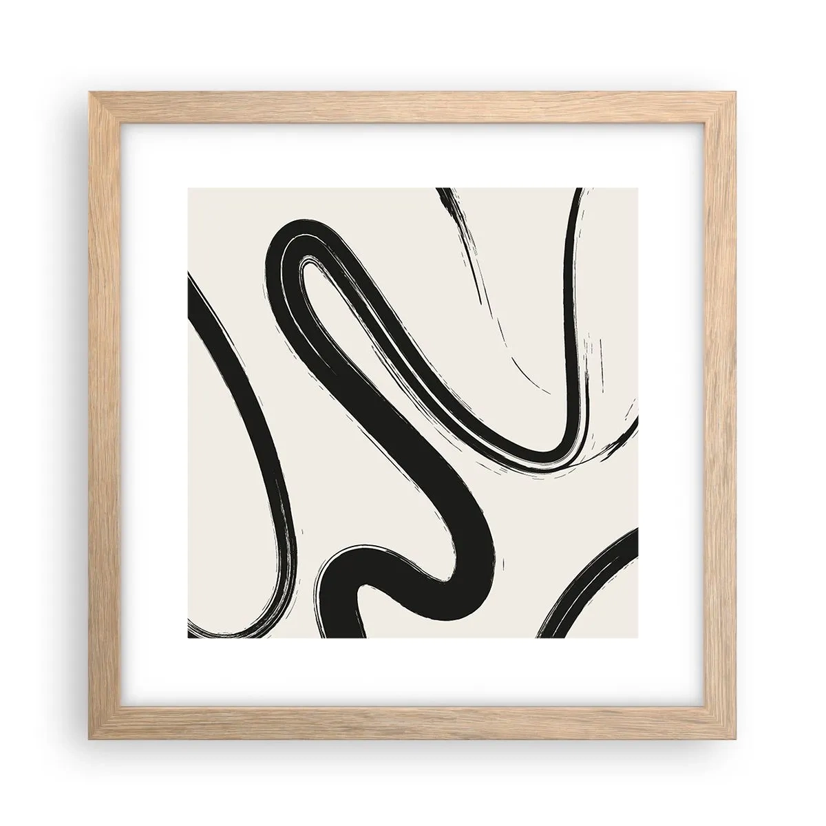 Plakat i ramme af lyst egetræ - Sort og hvid fantasifuldhed - 30x30 cm