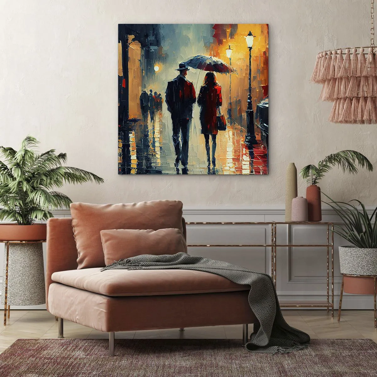 Lærredstryk - Billede på lærred - Urban kærlighedshistorie - 30x30 cm