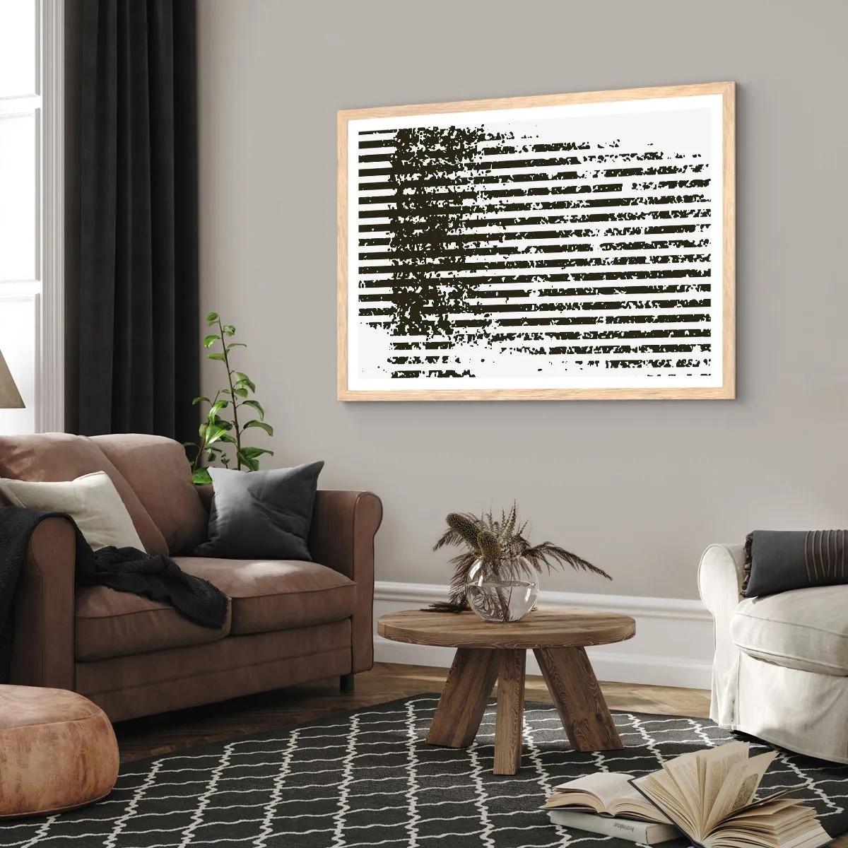 Plakat i ramme af lyst egetræ - Rytme og støj - 40x30 cm