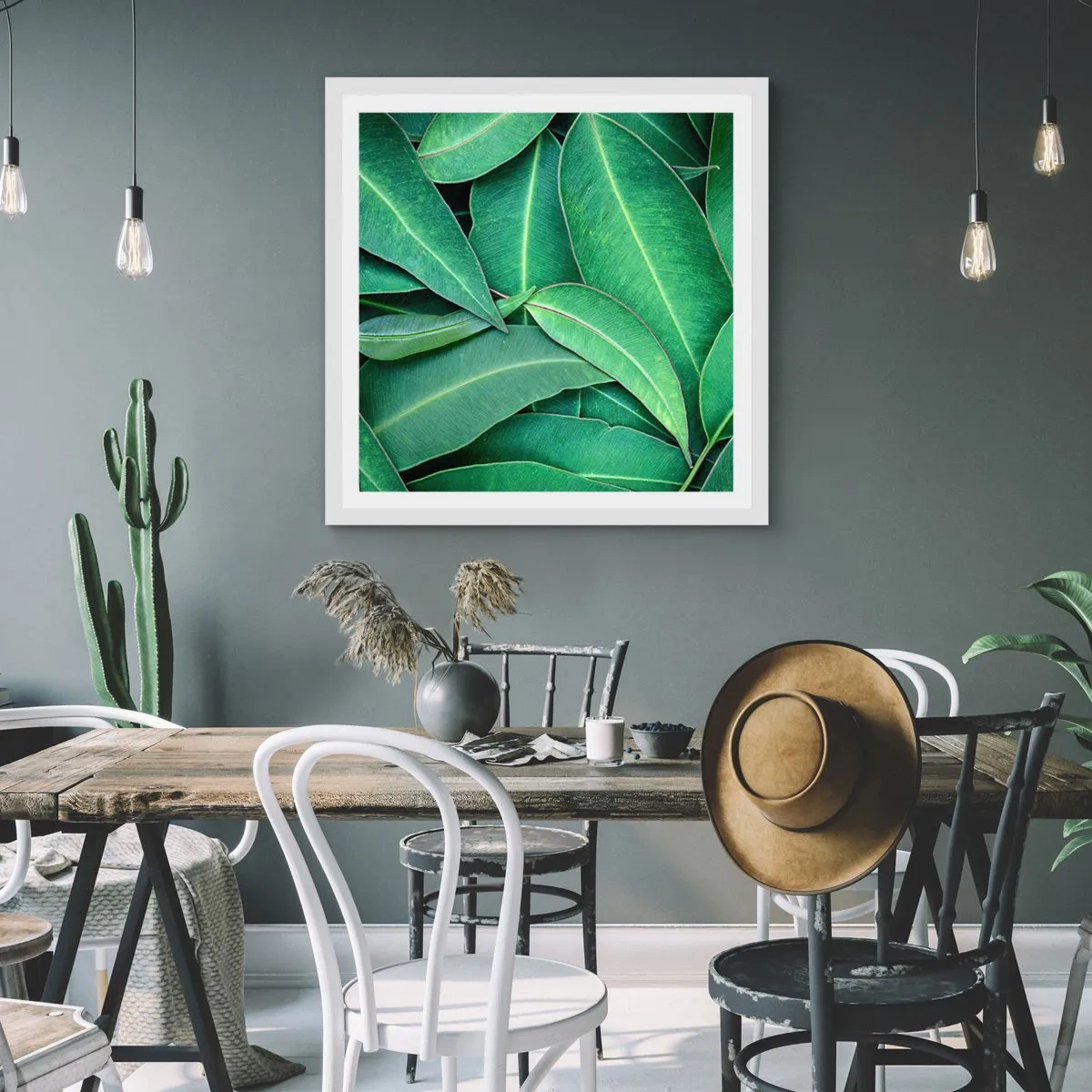 Plakat i hvid ramme - Saftig og frisk - 30x30 cm