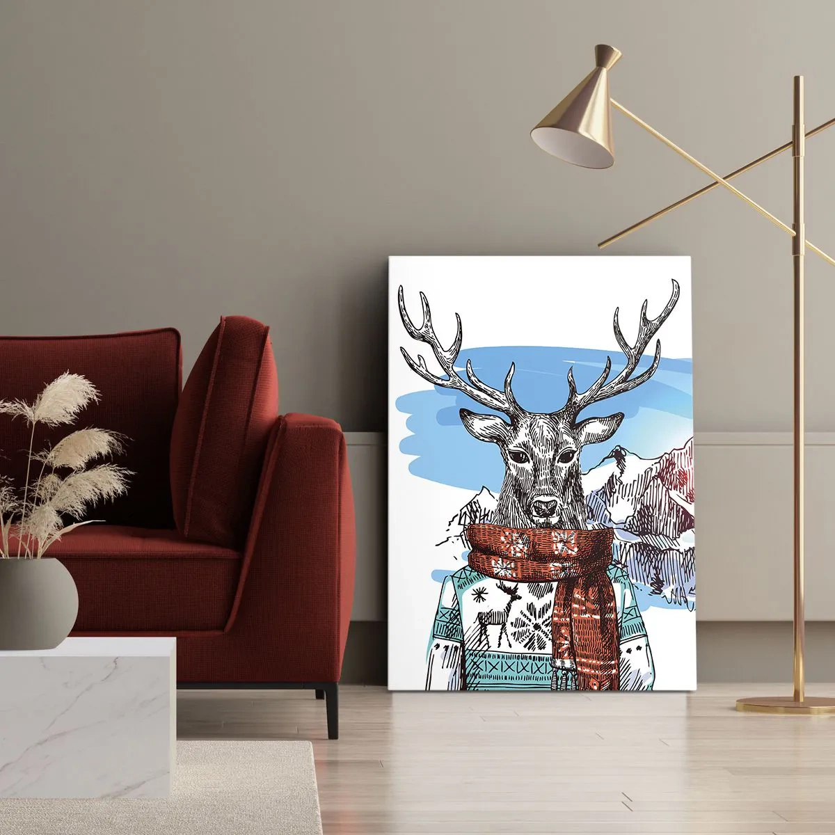 Lærredstryk - Billede på lærred - Selv et rådyr fryser ikke  - 50x70 cm
