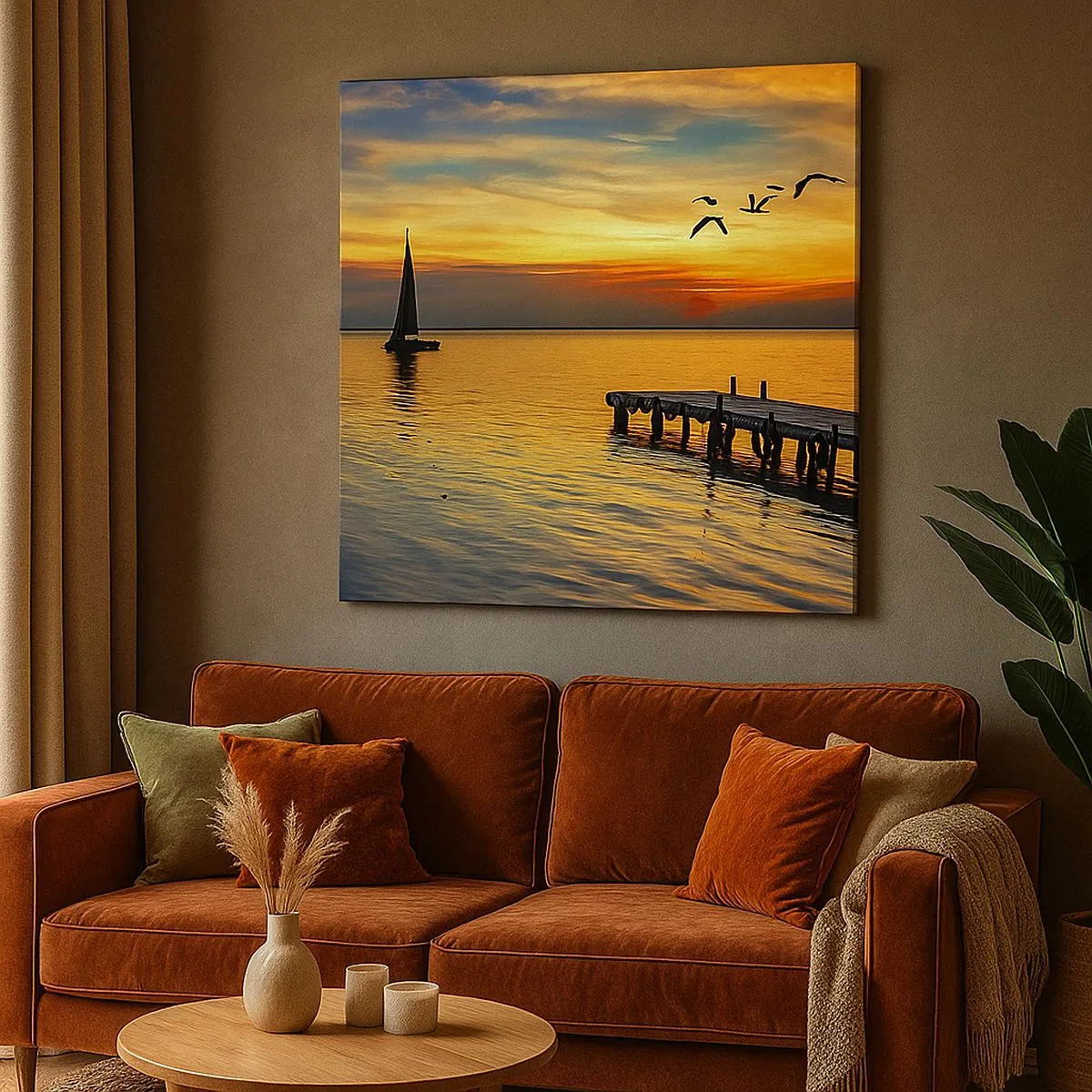 Lærredstryk - Billede på lærred - Returnering om aftenen - 30x30 cm