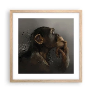 Plakat i ramme af lyst egetræ - Helt sikkert en tænker - 40x40 cm