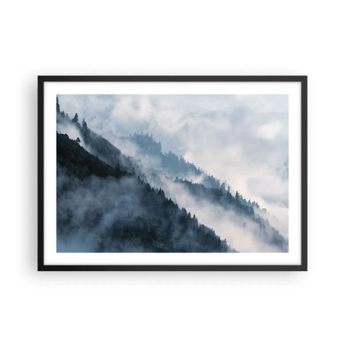 Plakat i sort ramme - Bjergenes mystik - 70x50 cm