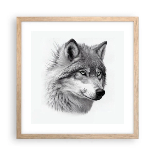 Plakat i ramme af lyst egetræ - Alpha - uden tvivl - 40x40 cm