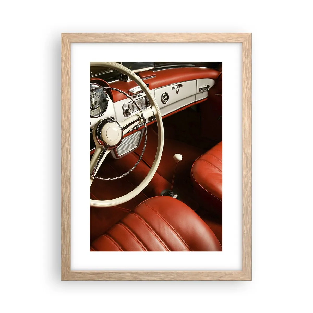 Plakat i ramme af lyst egetræ - Luksus i vintage stil - 30x40 cm