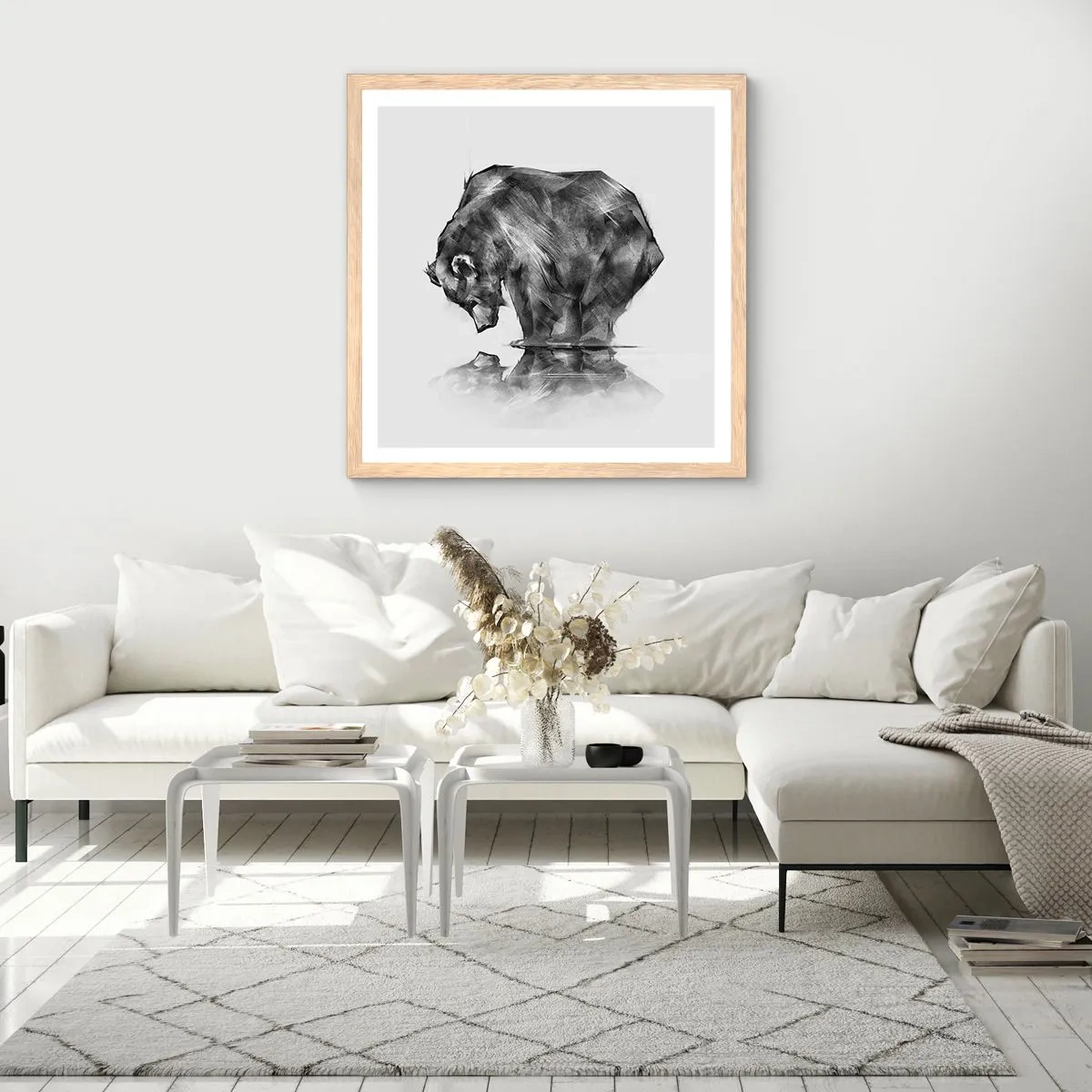 Plakat i ramme af lyst egetræ - Dejligt at se nogen tæt på - 50x50 cm