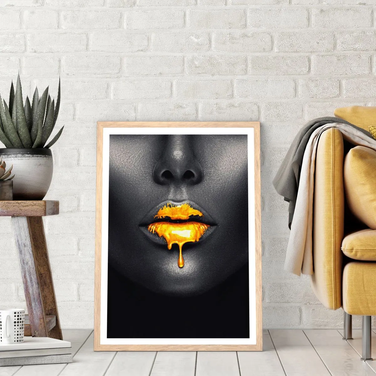 Plakat i ramme af lyst egetræ - Gyldenmund - 50x70 cm