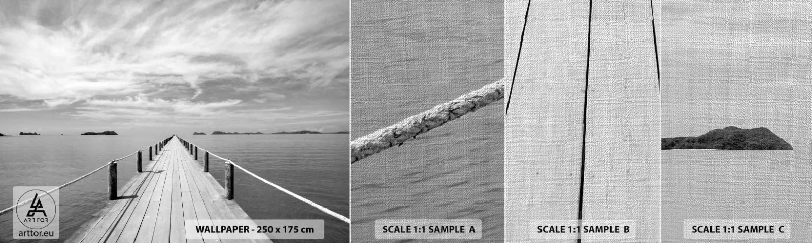 Prøve Fototapet Premium Canvas - Eller måske en rejse... - Landskab, Hav, træbro - 100x30 cm