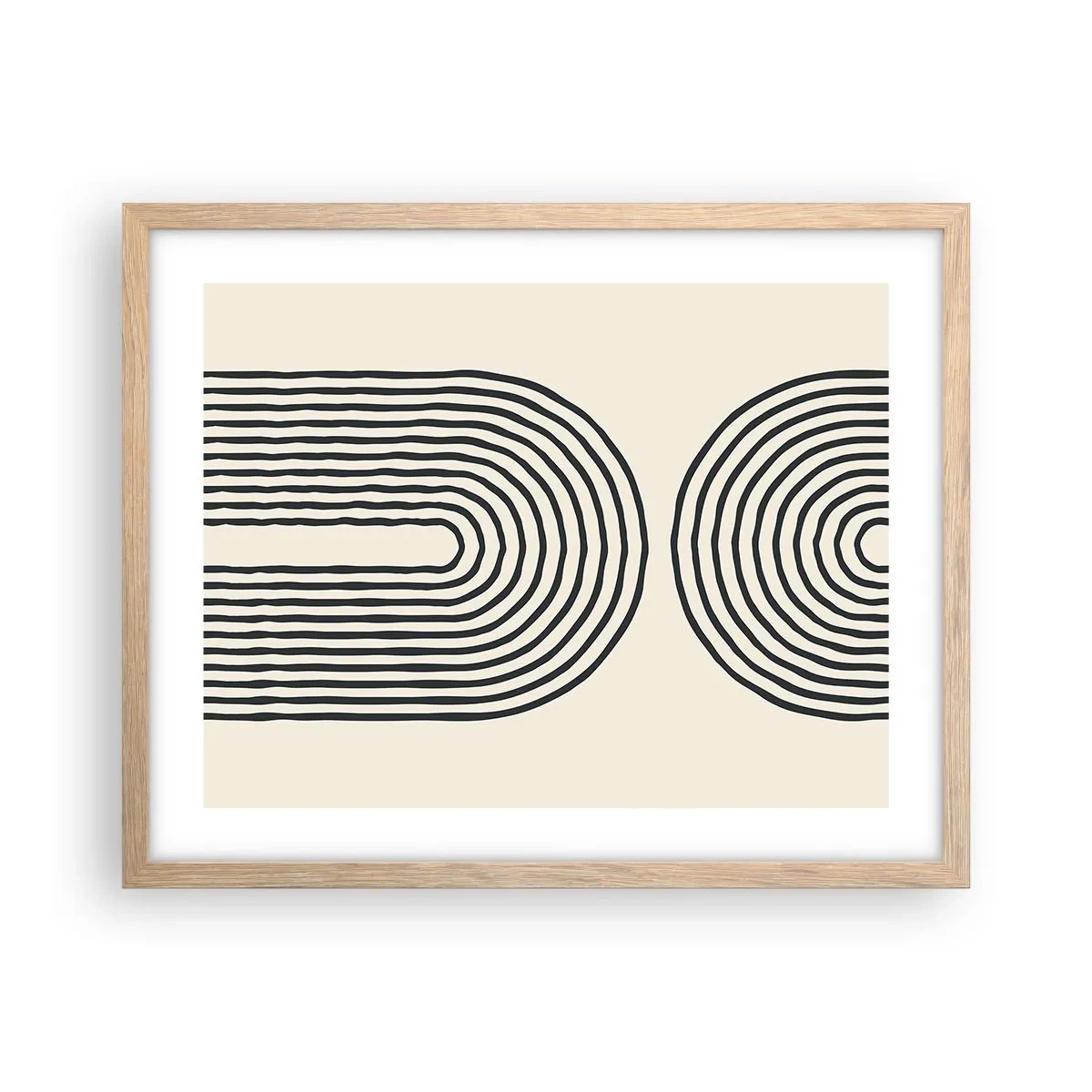Plakat i ramme af lyst egetræ - Kommer snart... - 50x40 cm