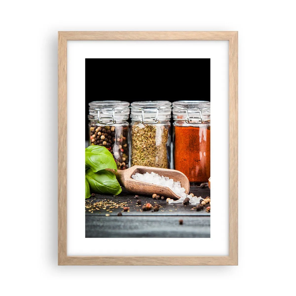 Plakat i ramme af lyst egetræ - For at livet kan smages - 30x40 cm