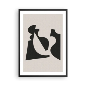 Plakat i sort ramme - Abstrakt geometrisk komposition i sort og beige - 50x70cm - Sammensæt din egen - Moderne vægdekoration til stue og soveværelse ARTTOR