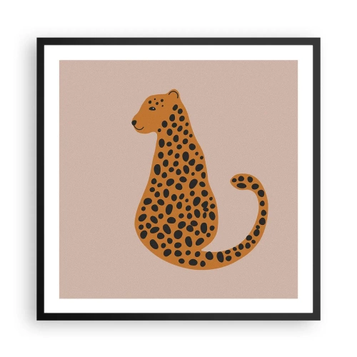 Plakat i sort ramme - Leopardprint er et moderigtigt mønster - 60x60 cm