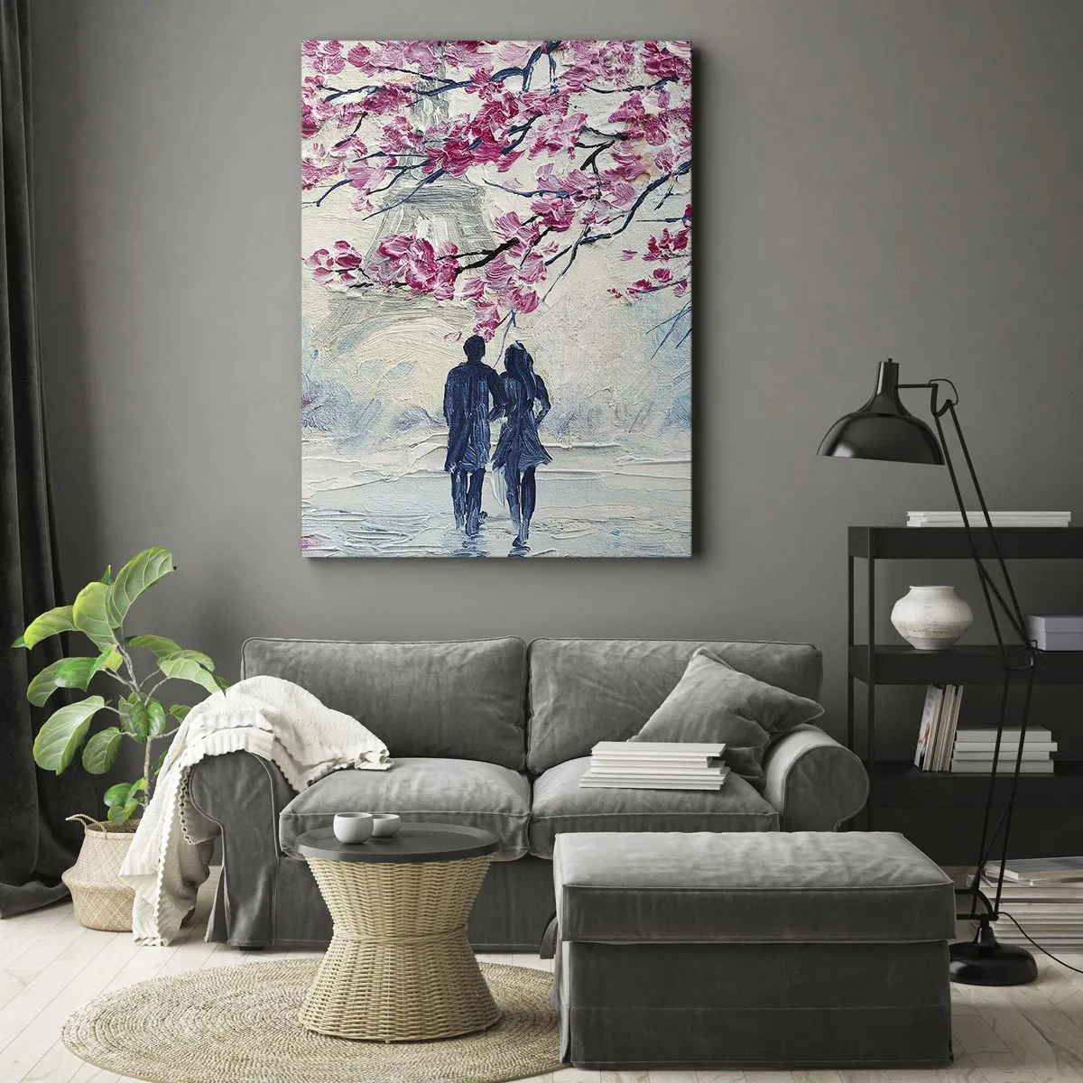 Lærredstryk - Billede på lærred - Romantisk gåtur - 50x70 cm