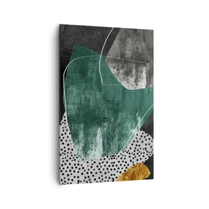 Lærredstryk - Billede på lærred - Farverig abstraktion med en guldflager - 80x120 cm