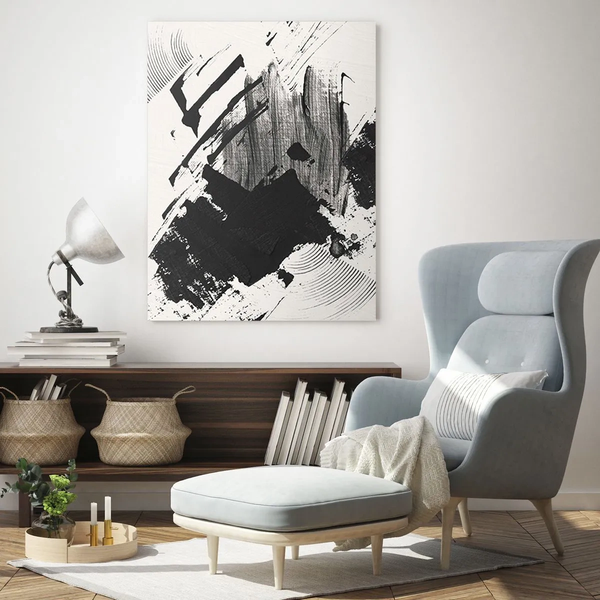 Billede på glas - Abstraktion - det sortes udtryk - 50x70 cm