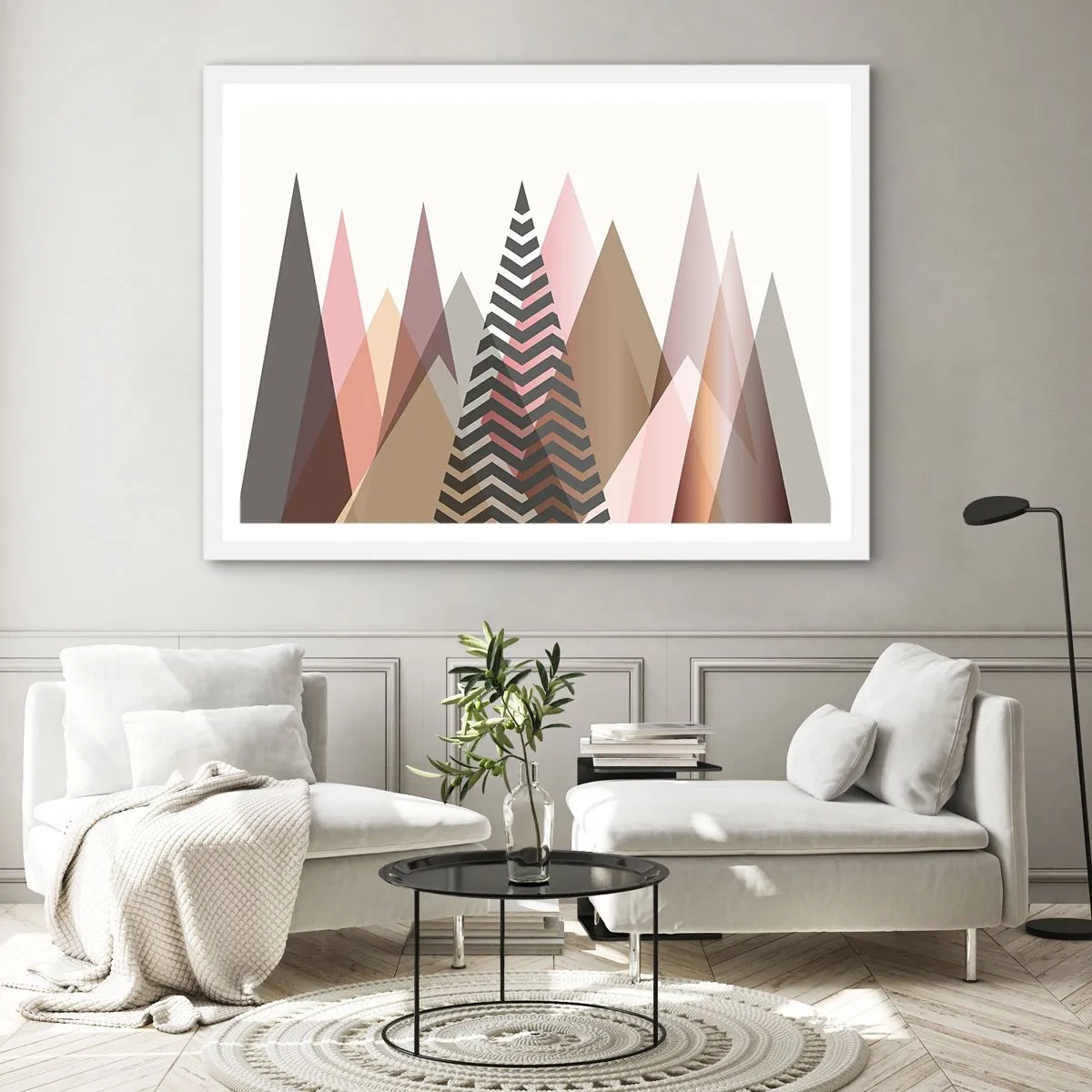 Plakat i hvid ramme - Pyramide udsigt - 50x40 cm
