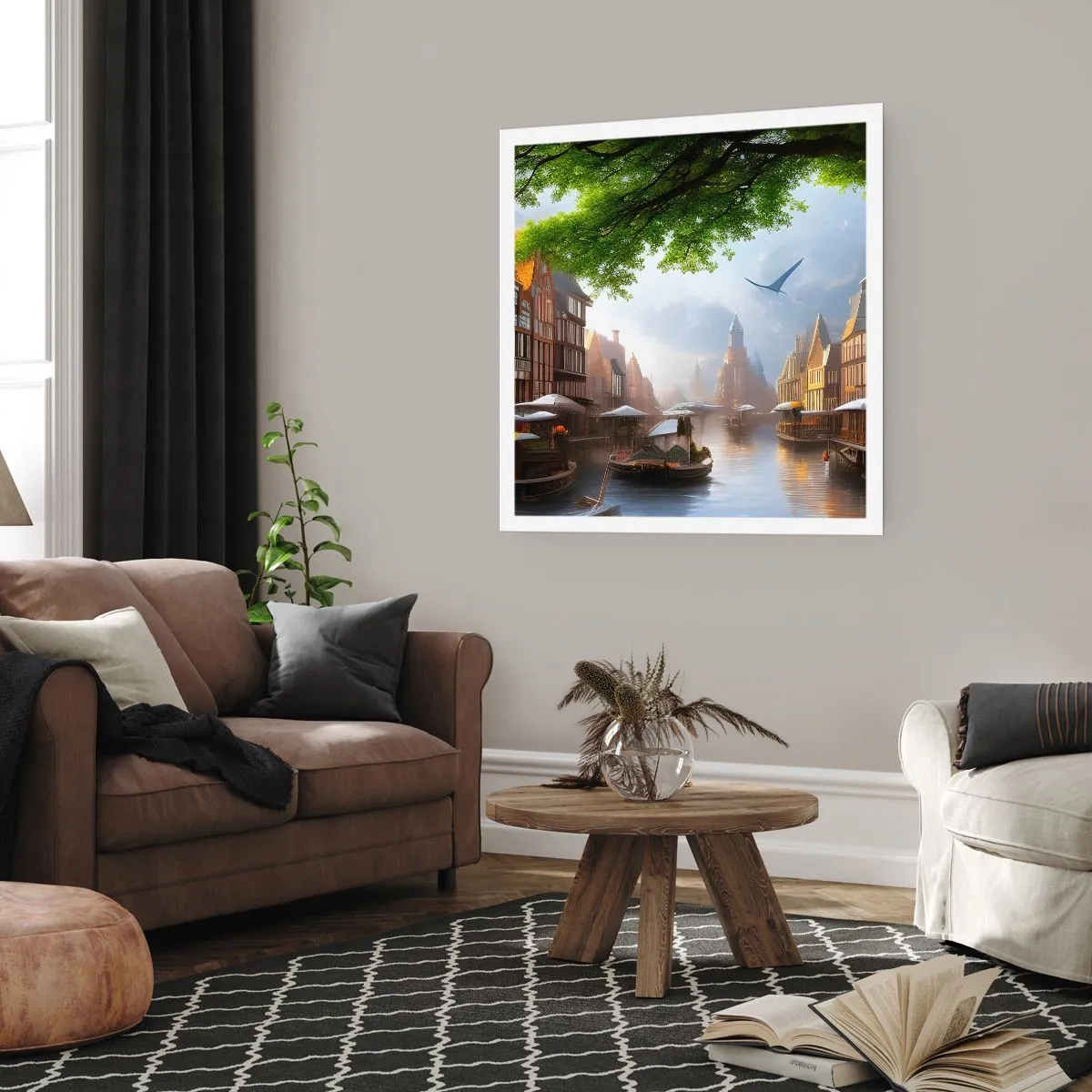 Plakat - Hollandsk bybillede - 30x30 cm