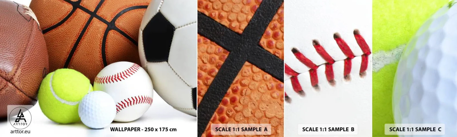 Fototapet Prøve Standard Eco - Forbindelse med bolden! - Sport, Fodbold, Basketball bold - 100x30 cm