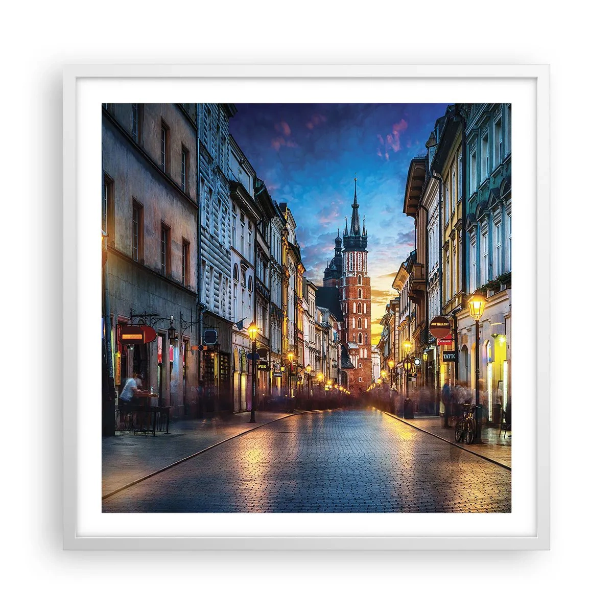 Plakat i hvid ramme - Krakows charme - 60x60 cm