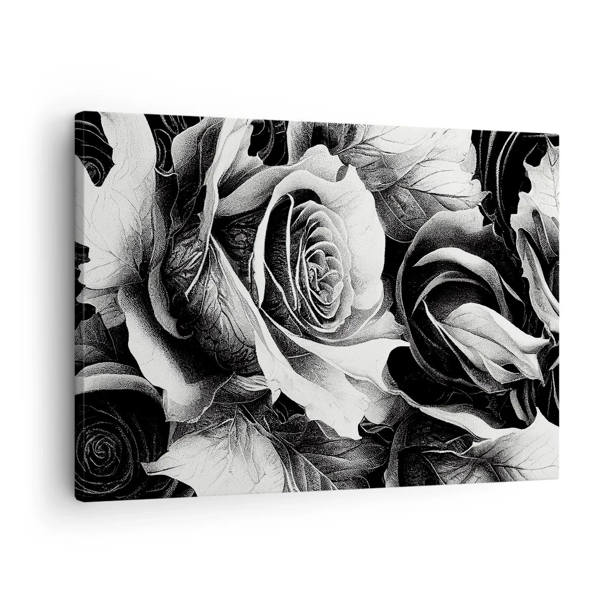 Lærredstryk - Billede på lærred - Sorte og hvide roser i en elegant komposition - 70x50cm - Altid dronning - Moderne vægdekoration til stue og soveværelse ARTTOR