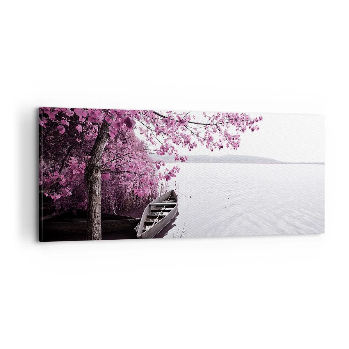 Lærredstryk - Billede på lærred - I lyserød stilhed - 100x40 cm