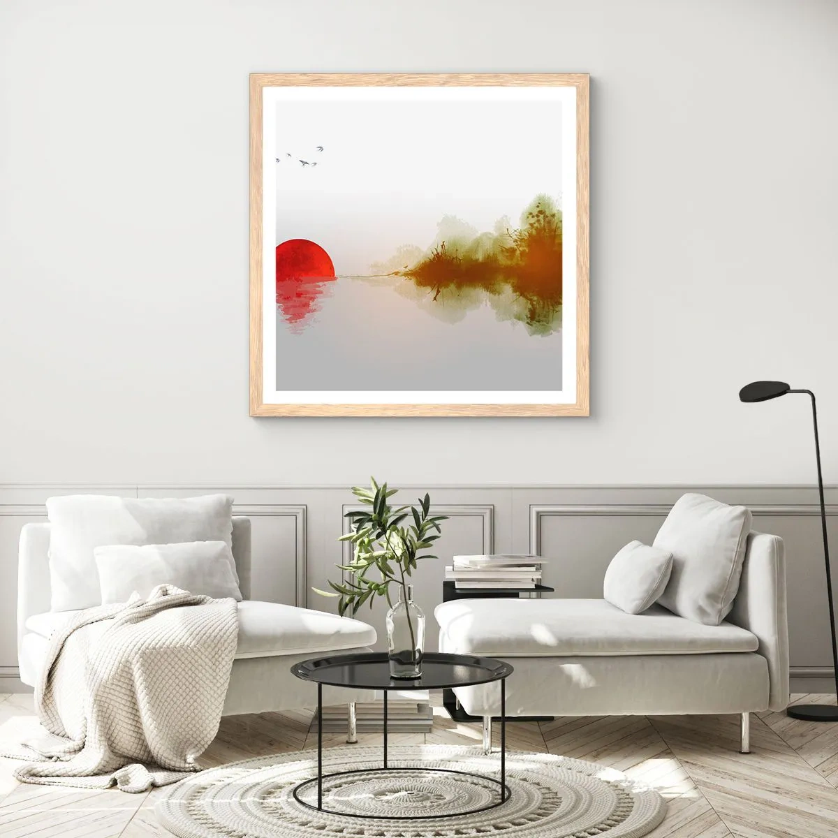 Plakat i ramme af lyst egetræ - Et løfte om fred - 60x60 cm