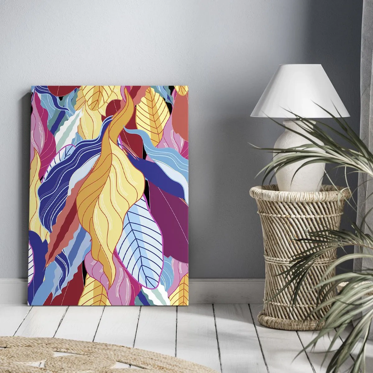 Lærredstryk - Billede på lærred - Et farverigt rod - 70x100 cm