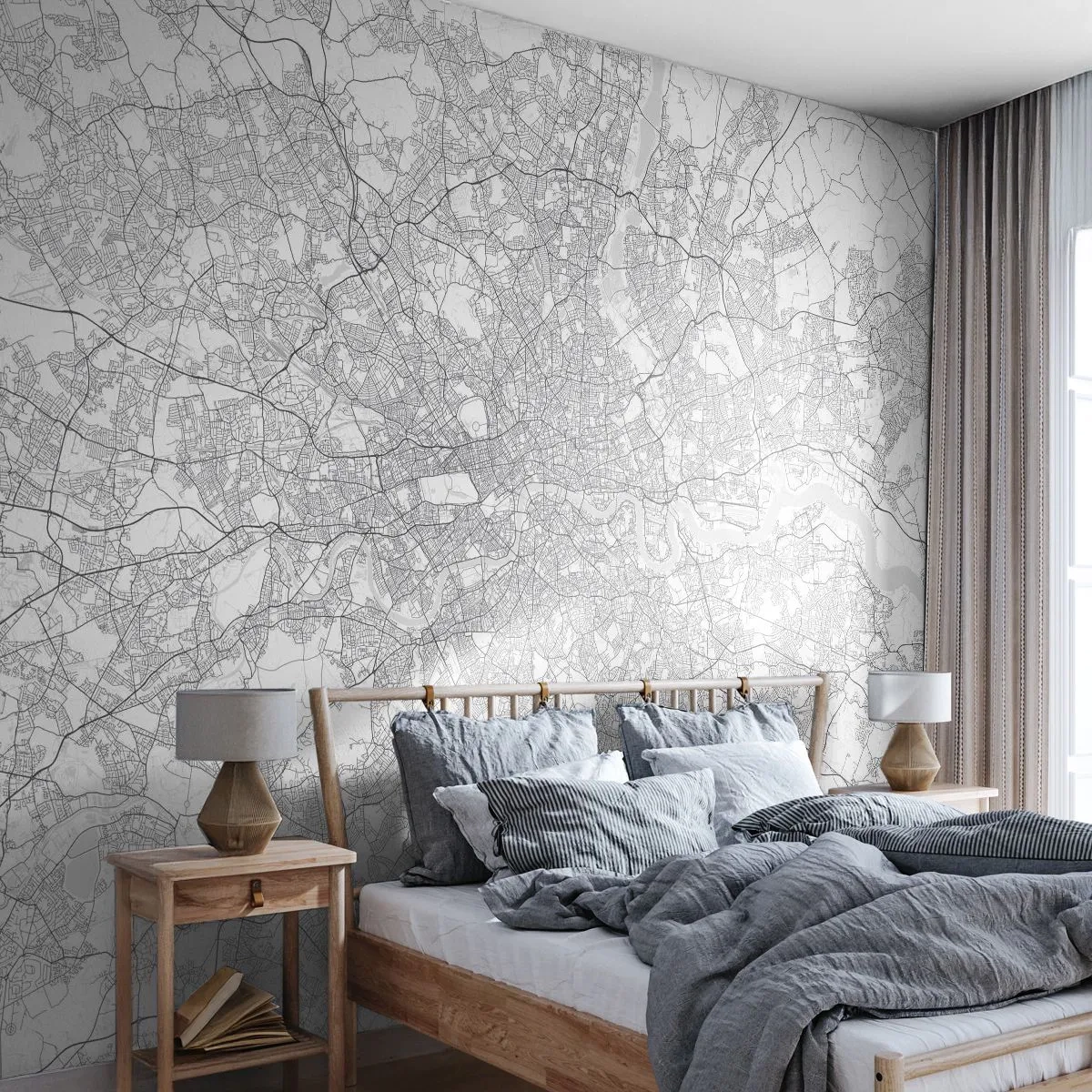 Fototapet Premium Sand - Kort over Londons labyrint - By, Bykort, London - 400x280 cm