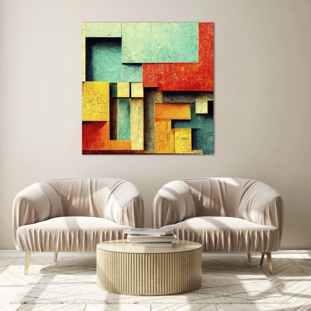 Billede på glas - Festival for rette vinkler - 50x50 cm