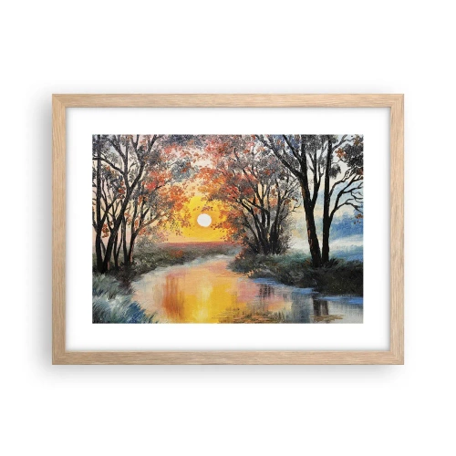 Plakat i ramme af lyst egetræ - Efterårs atmosfære - 40x30 cm