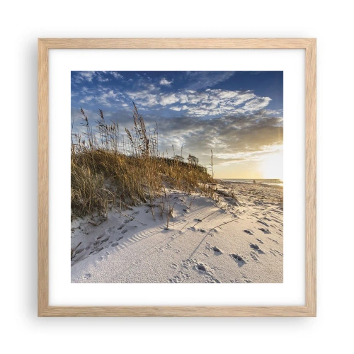 Plakat i ramme af lyst egetræ - Indbydelse til en vandretur - 40x40 cm