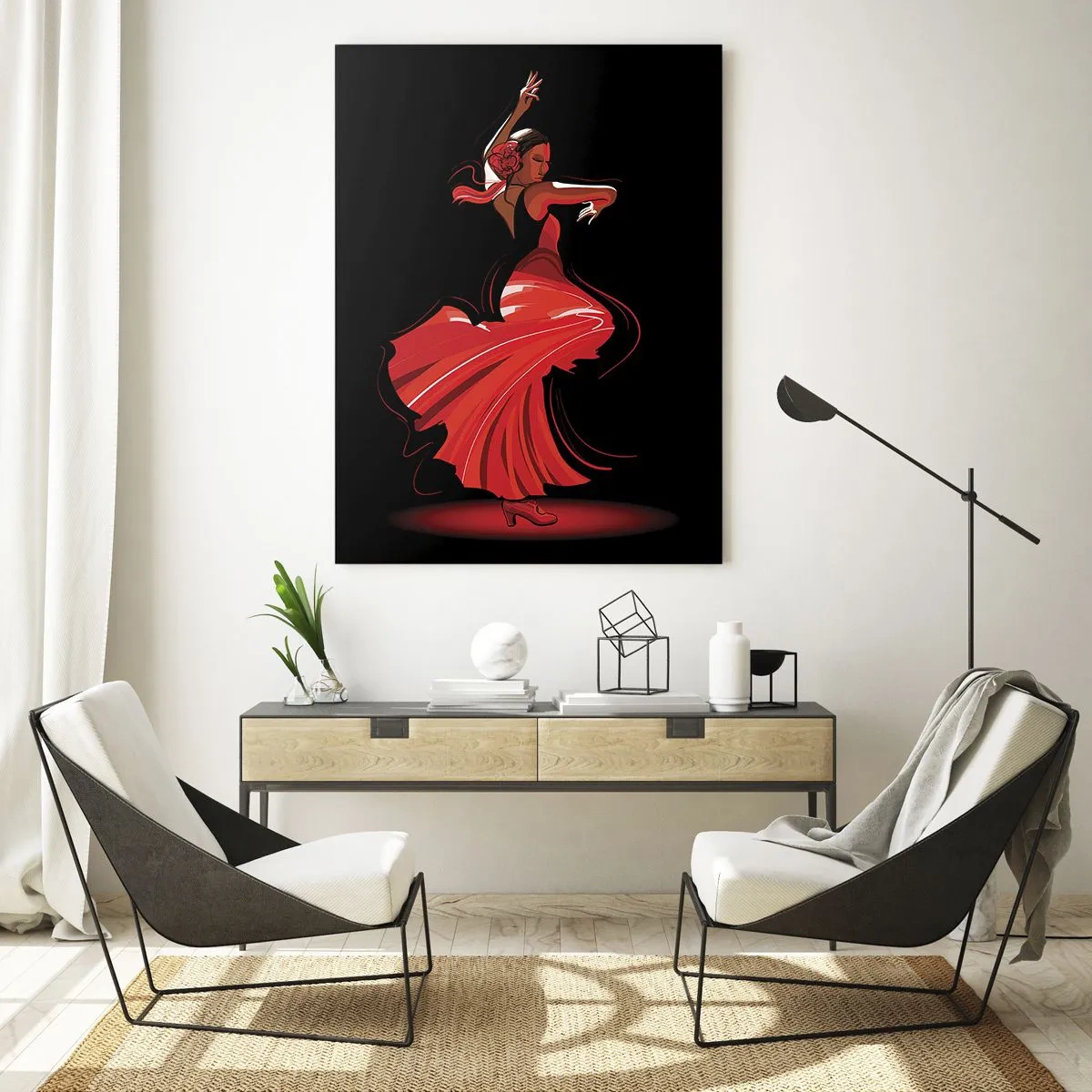 Billede på glas - Flamencoens brændende ånd - 50x70 cm