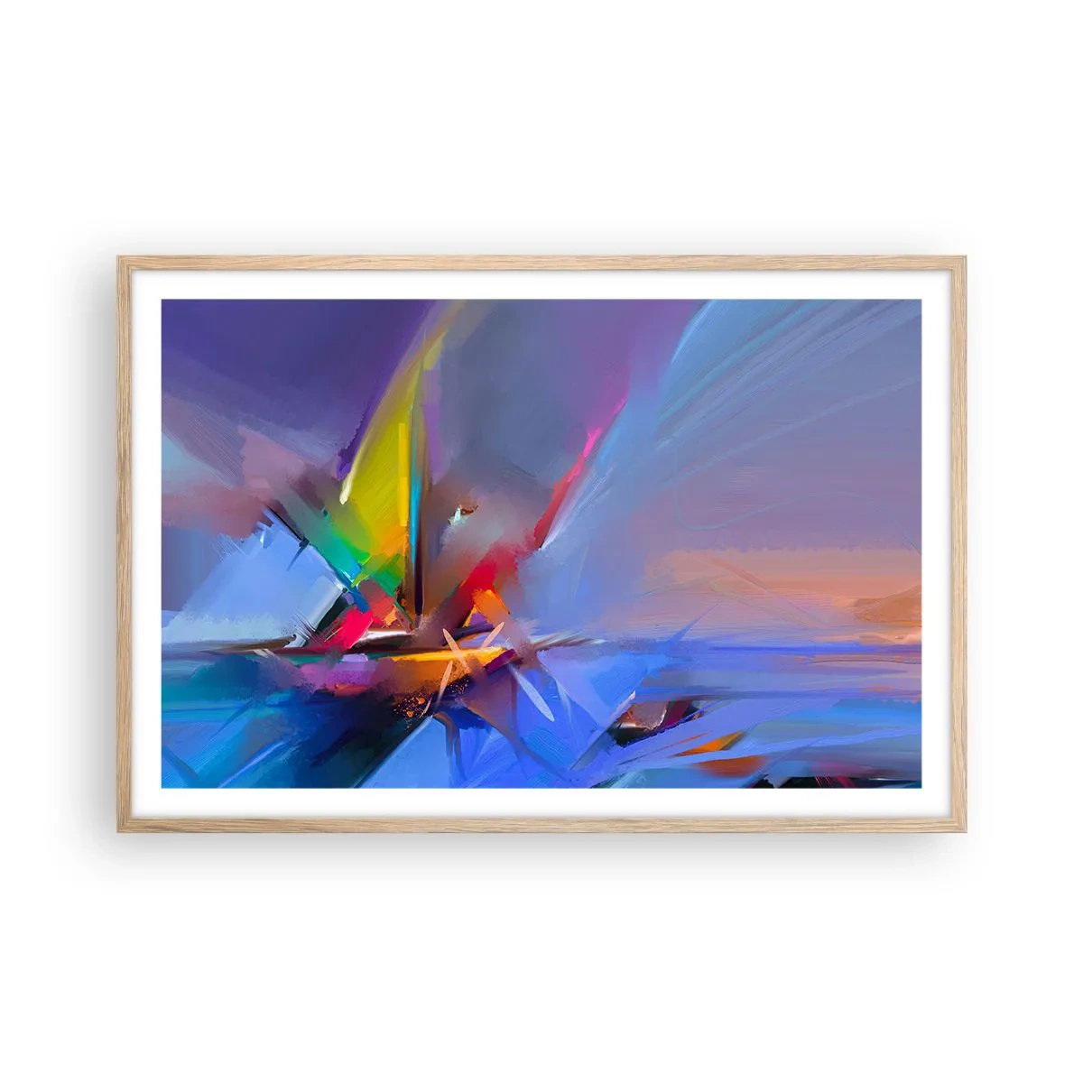 Plakat i ramme af lyst egetræ - Propeller som en fugl - 91x61 cm
