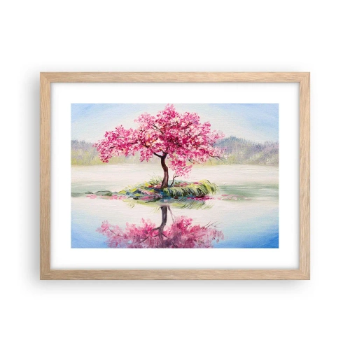 Plakat i ramme af lyst egetræ - Forårsfestival - 40x30 cm