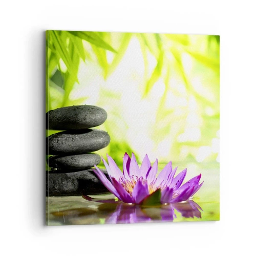 Lærredstryk - Billede på lærred - I en bambushytte - 70x70 cm