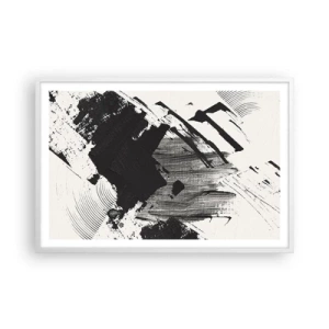 Plakat i hvid ramme - Abstraktion - det sortes udtryk - 91x61 cm