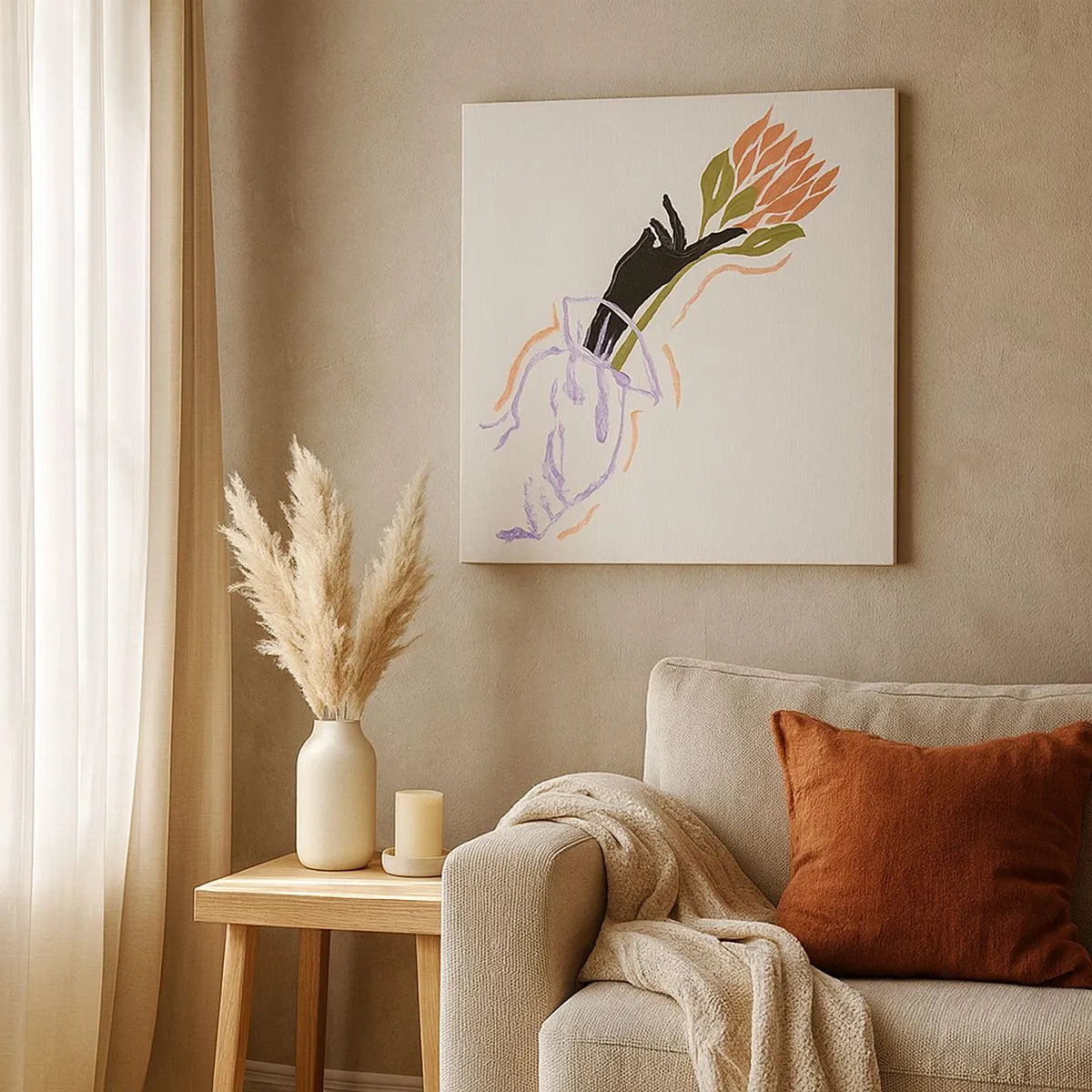 Lærredstryk - Billede på lærred - En søsterlig berøring - 30x30 cm