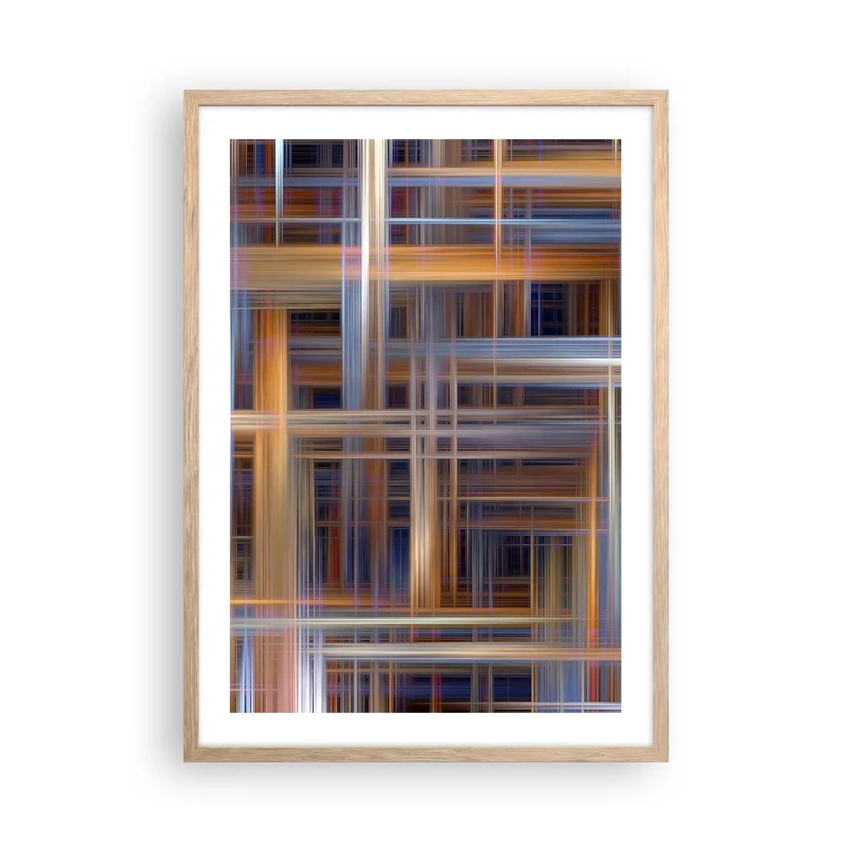 Plakat i ramme af lyst egetræ - Vævet af lys - 50x70 cm