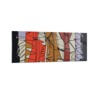 Billede på glas - Spontan komposition - 140x50 cm